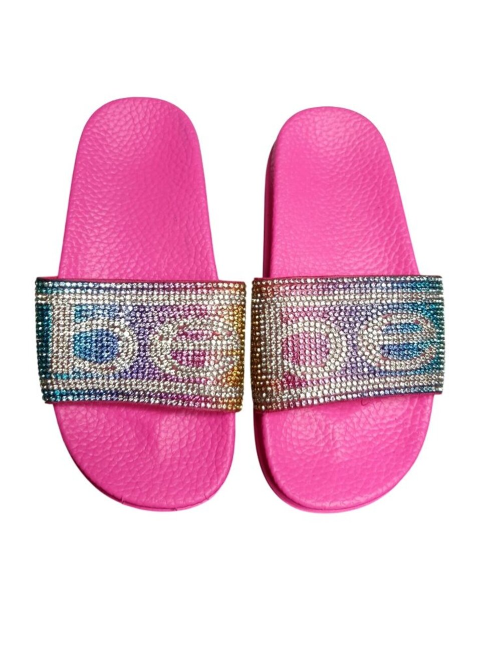 Bebe Girls Slides 11/12  Pink Rhinestone Sandals Sparkling Casual Summer Footwea